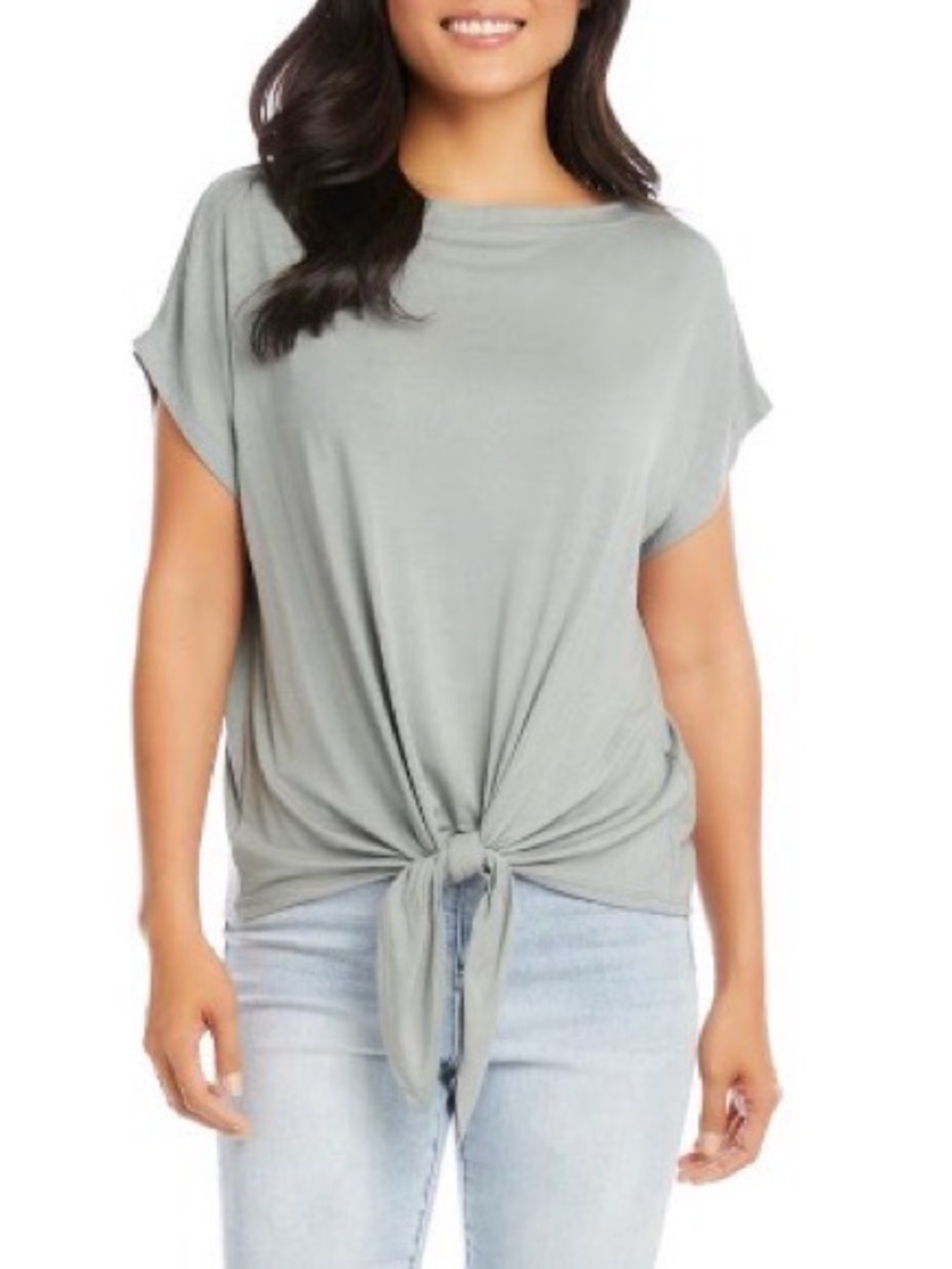 Karen Kane’s Boat Neck Tie-Front Short Sleeve Top - Light Sage, Size M, NWT